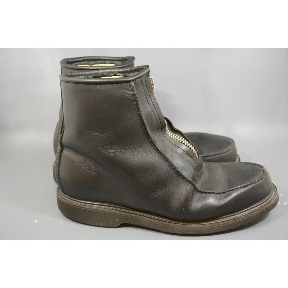 Vintage Double H Stadium Boots 5331 Black Leather Front Zip Mens Size 10.5 D